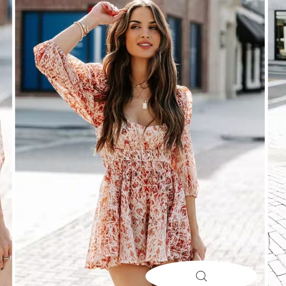 ALIZE PRINTED ROMPER - RUST MULTI